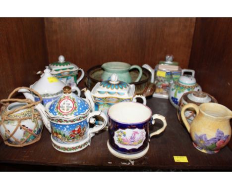 SECTION 45.  An E. Radford floral painted pottery jug, a Staffordshire mug and other ceramics including ginger jars and teapo