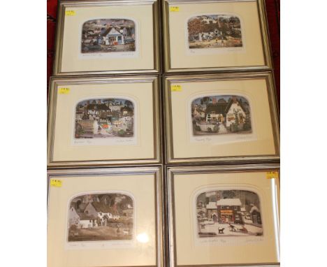 Graham Clarke (British born 1941), Six pictures, "Herbert's Turbots," "October," "Rainbows," "Teacosy," "Buzzer," "Winter Mix