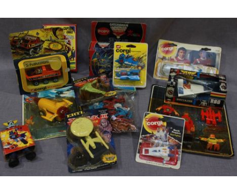 A collection of Corgi and other models of space ships and spaceman figures, Star Trek toys, in original packaging including s