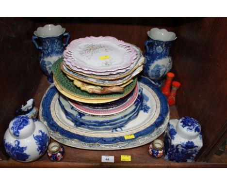 SECTION 44.  A quantity of ceramics including two large meat plates, various decorative plates including Poole pottery, Majol