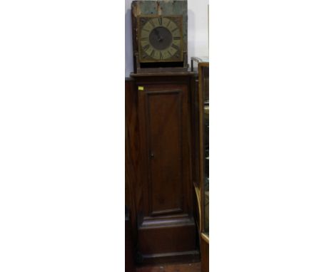 An early 18th century single hand longcase clock, Jn. Calver, Woodbridge, with 11-inch square dial and applied chapter ring w