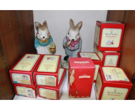 SECTION 21.  A collection of nine Royal Doulton 'Bunnykins' figures, all boxed and packaged, together with two large ceramic 