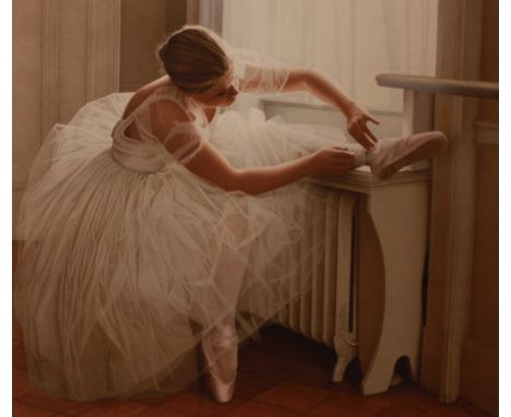 Douglas Hofmann, 'The Ballerina', a limited edition colour lithograph, of a seated ballerina tying her shoes, signed in penci