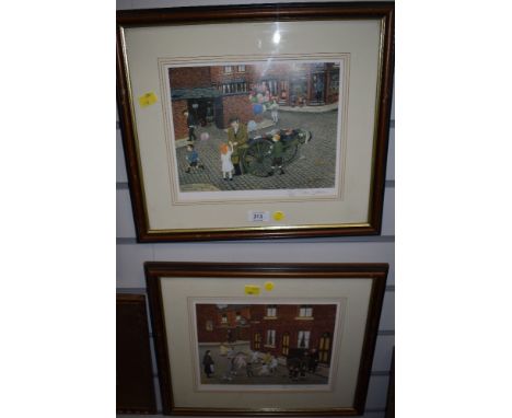 Two limited edition prints after Tom Dodson. One entitled Rag and bone man 157/850, and the other organ grinder, again 157/85
