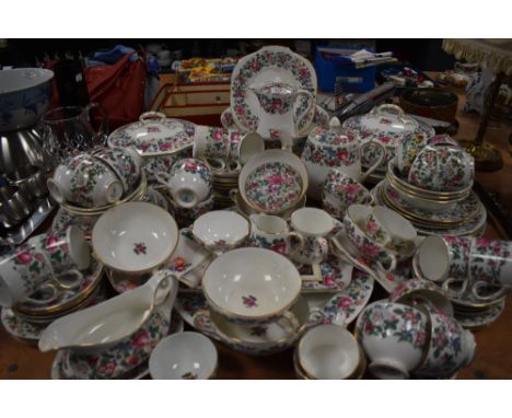 An extensive quantity of Crown Staffordshire 'thousand flowers' dinner service, having floral transfer pattern, included are 
