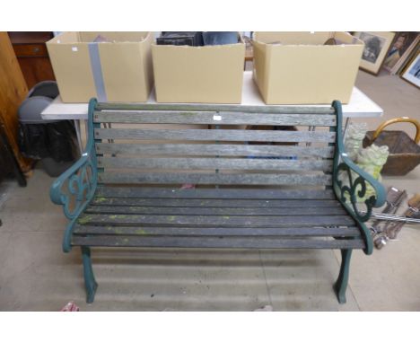 A cast iron ended garden bench 