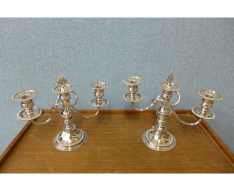 A pair of Sheffield plate candelabra 