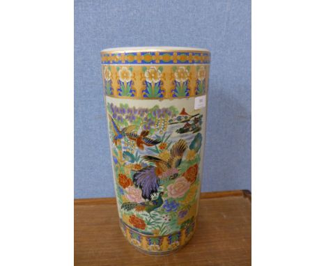 A Chinese orange chinoiserie stick stand 