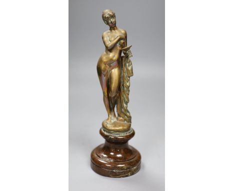 An early 20th century polished bronze figure of a classical maiden, 25cm.&nbsp; signed W.Gorlin?