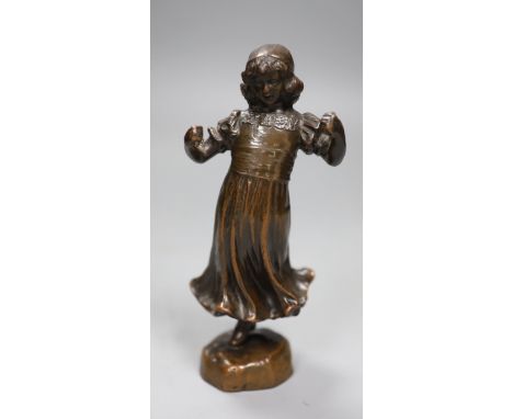 Louis Frederick Roselieb (Roslyn) - an Edwardian Art Union of London bronze figure of a girl, 17.5cm signed and dated 1906