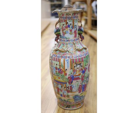 A large Chinese famille rose vase, Daoguang, mounted as a lamp, height 62cm