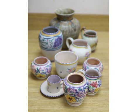 Eight pieces of Poole pottery, a Cranston vase and one other