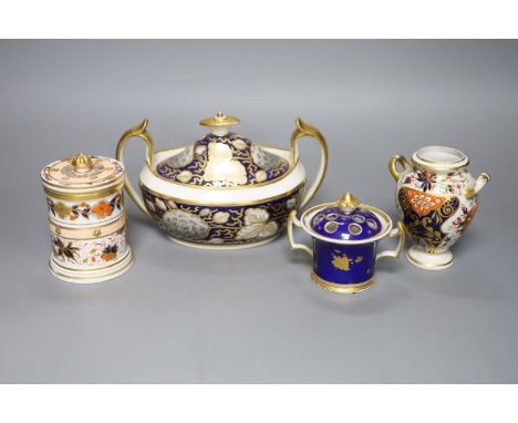 A Chamberlain's Worcester 'Malvern' pot pourri pot, a Derby Imari vase, a Minton sucrier, c.1810 and a Davenport Imari jar an