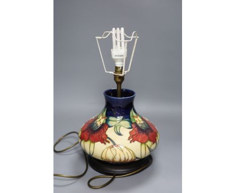 A Moorcroft table lamp, height 22cm excl. fittings