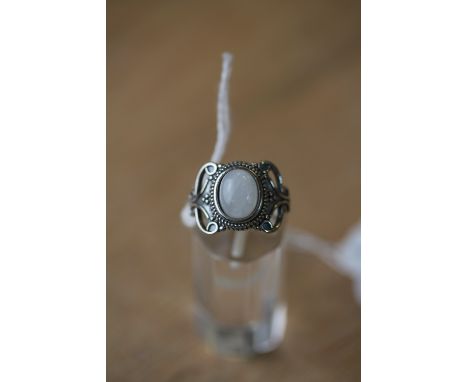 Silver and moonstone ring size R 1/2