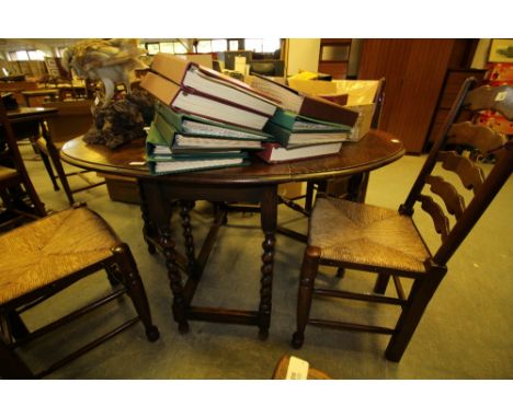 Oak Barley Twist Gate Leg Table