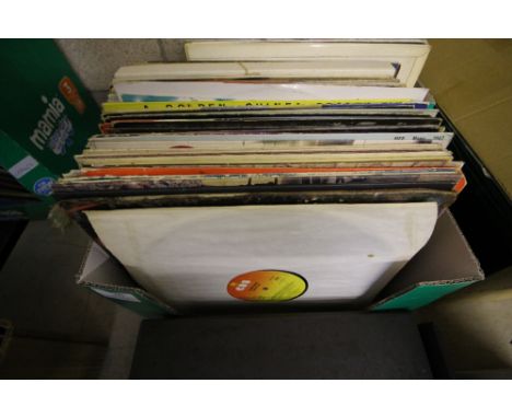 Box of records inc 'Hard Rain, Bob Dylan'