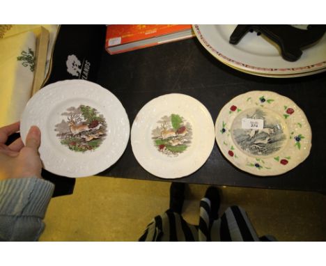 3 19th C Hunting Scene Children's Plates
