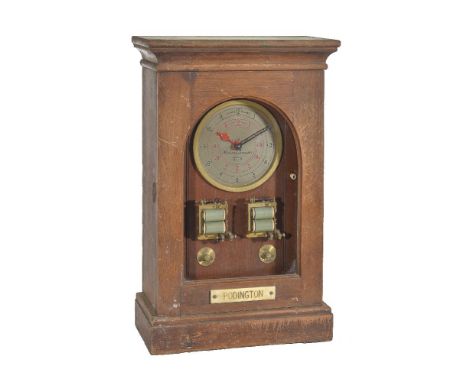 A rare industrial oak cased water level slave dial, Gents, Leicester, second quarter of the 20th century   With brass-framed 