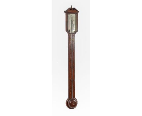 A George III mahogany mercury tube stick barometer, Lincoln, London, circa 1800 With open triangular pediment over rectangula