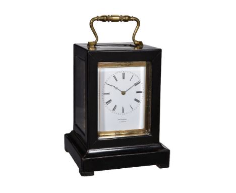 A French ebonised cased carriage clock, probably by Jules for Henry Marc, Paris, circa 1845   The eight-day two train bell st