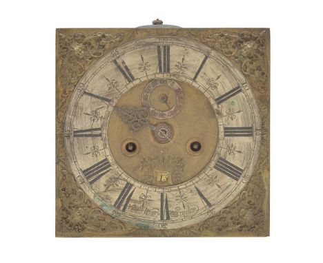 A WillIam III eight-day longcase clock movement, Jacob Wallis, London, circa 1695-1700   The five finned pillar inside countw