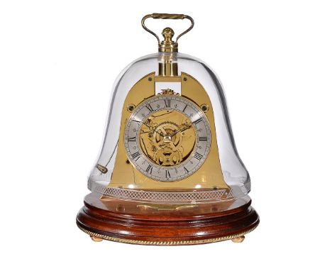 An unusual ‘ship’s bell’ striking table clock, Mappin and Webb, London, 1982   The eight-day two train movement wound from th