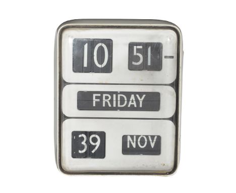 A rare Solari Dator model 5 electric calendar flip/ticket wall timepiece, designed by Gino Valle for Solari di Udine, supplie