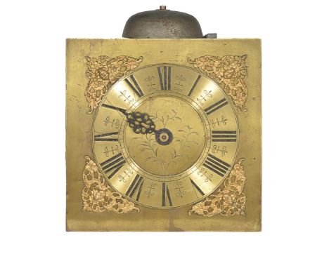 A highly unusual thirty-hour longcase clock movement and dial with decorative skeletonized plates, unsigned, circa 1700   The