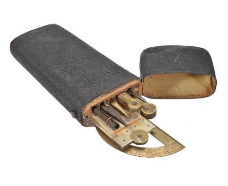 ϒA George III shagreen etui of drawing instruments, unsigned, circa 1800.The tapered case with hinged lid enclosing fitted in
