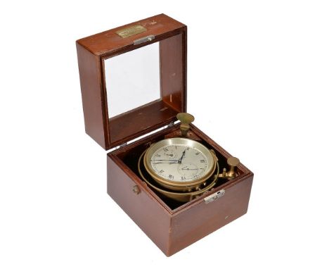A mahogany cased two-day marine chronometer, Thomas Mercer, St Albans, mid 20th century The circular four pillar single chain