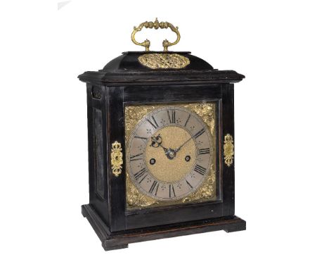 ϒ A brass mounted ebony table clock, the movement by Henry Jones, London, circa 1685-90 and later The six latched and finned 