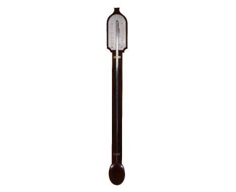 A Scottish George III mahogany mercury stick barometer, Laurence Dalgleish, Edinburgh, circa 1800-10.With line-edge concave p