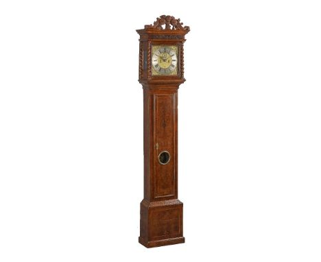 A Queen Anne eight-day longcase clock, William Tomlinson, London, circa 1700-10   The five finned pillar inside countwheel be