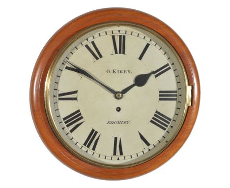 A Victorian mahogany fusee wall dial timepiece, signed for G. Kirby, Bromley, late 19th century   The four pillar single fuse