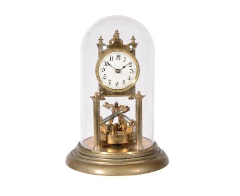 A German 400-day torsion timepiece with rare mercury compensated balance, unsigned, early 20th century   The movement with fi