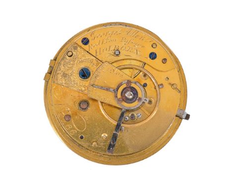 A duplex pocket watch movement, George Allen, London, early 19th century   The gilt full-plate fusee movement with column pil