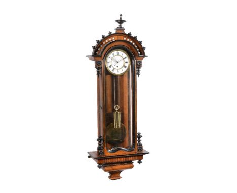 A Viennese walnut small regulator wall timepiece, unsigned, mid 19th century   The four pillar single weight movement with Ha