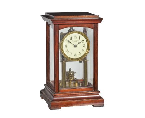 A German 400-day torsion timepiece in mahogany four-glass case, Gustave Becker, Freiburg, early 20th century The movement wit