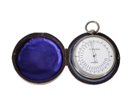 A rare Swiss electroplated aneroid pocket barometer compendium with altimeter, thermometer and compass, the register inscribe