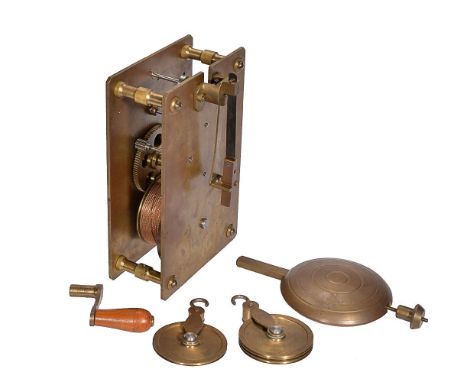 A substantial engineer-built weight-driven timepiece movement, unsigned, 20th century   With thick plates measuring 11 by 7 i