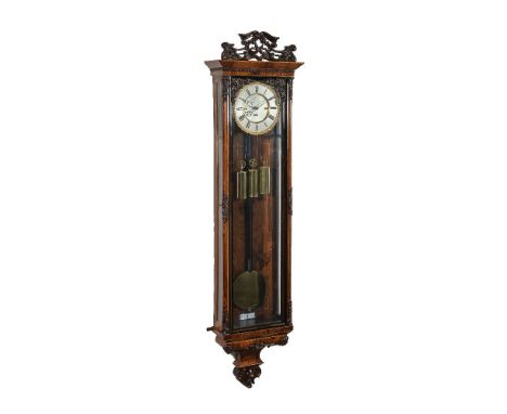 ϒA Fine Viennese inlaid rosewood grande-sonnerie striking regulator wall clock, W. Schonberger, Vienna, mid 19th century The 