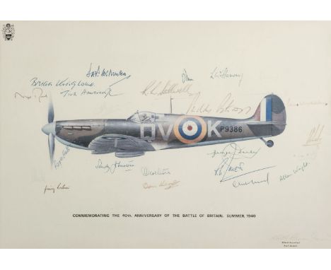 Broomfield (Keith). Spitfire P9386, colour print, commemorating the 40th anniversary of the Battle of Britain, Summer 1940, s