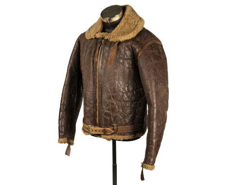 Flying Jacket. A WWII Battle of Britain Period RAF Irvin brown leather flying jacket (size 40) circa 1939, two-panel back, sh