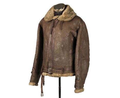 Flying Jacket. A WWII RAF electrically wired Irvin brown leather flying jacket, sheepskin lined with original tailors label s