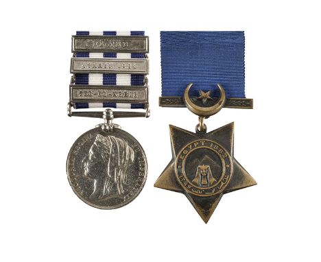 Pair: Private T Motion, The Black Watch, 1st Royal HighlandersEgypt 1882-89, dated reverse, 3 clasps, Tel-El-Kebir, Suakin 18