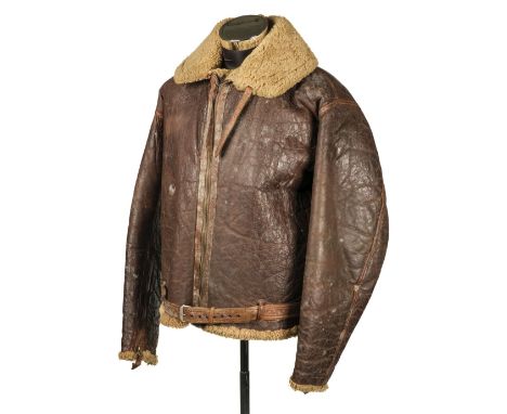 Flying Jacket. A WWII RAF Irvin brown leather flying jacket (size 46), fur lined, tailors label worn but inscribed 'S/L C. Ki