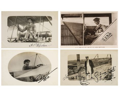 Aviation pioneers. A photograph album containing approximately 380 photographs and real photo postcards, depicting early avia