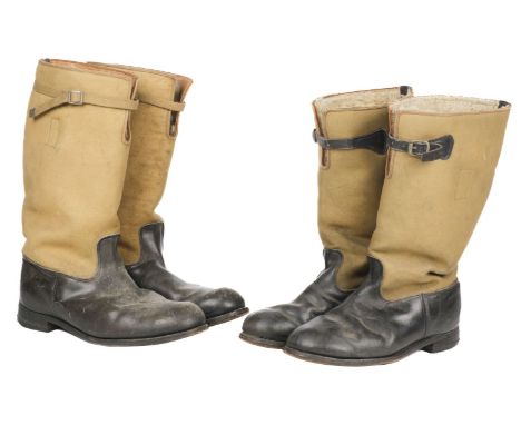 Flying Boots. A pair of WWII Battle of Britain period 1939 pattern flying boots, first style with webbing strap (size 12), th