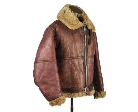 Flying Jacket. A WWII period RAF Irvin brown leather flying jacket (size 6), sheepskin lined with Air Ministry tailors label 